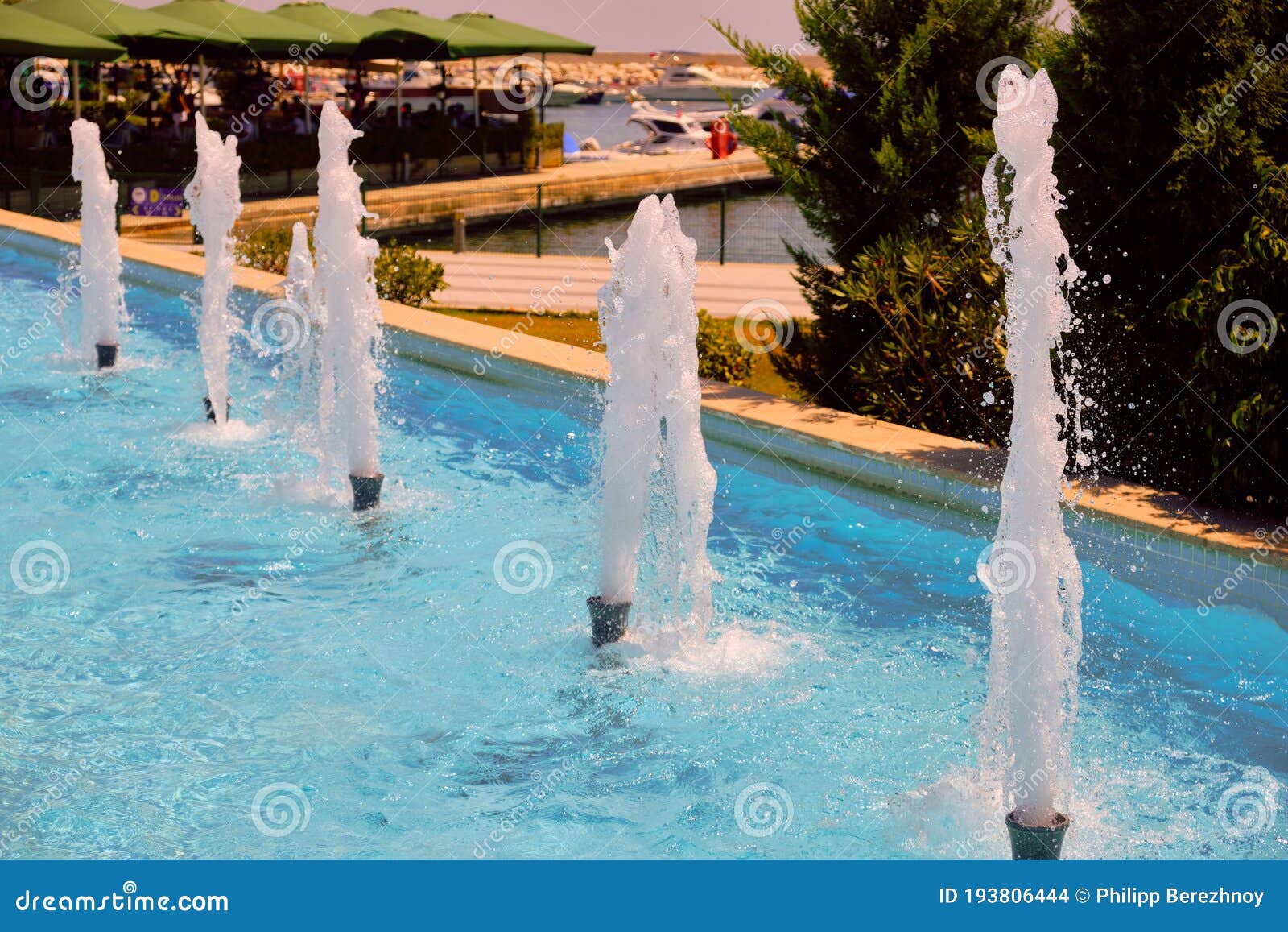 Twinkling Streams of Water Jets in Fountain Stock Photo Image of