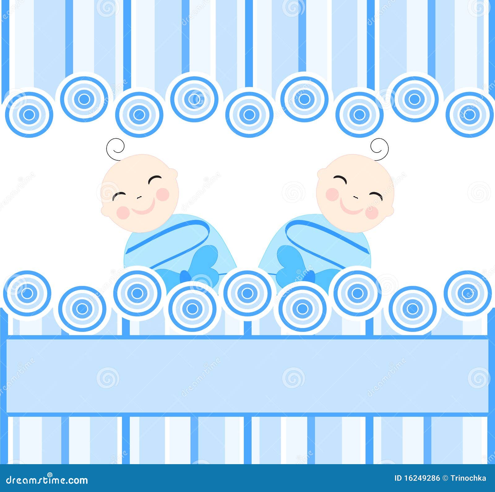Twins Boys On Blue Striped Background Royalty Free Stock Image - Image