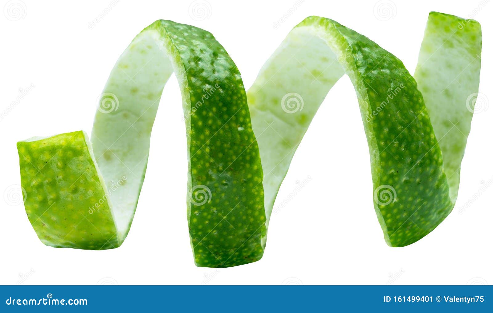 twist of lime peel on white background. clipping path