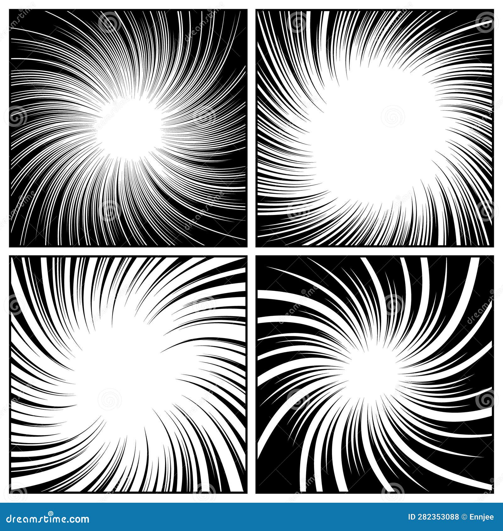 Comic book radial lines collection. Comics background with motion