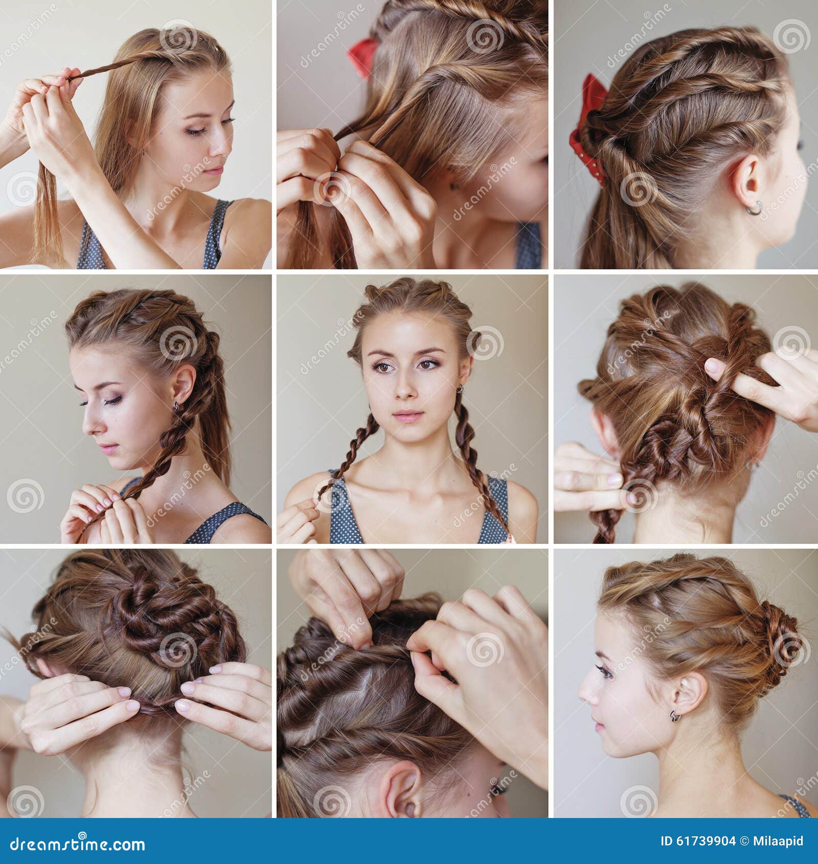 Simple hairstyle twisted plait tutorial hi-res stock photography and images  - Alamy