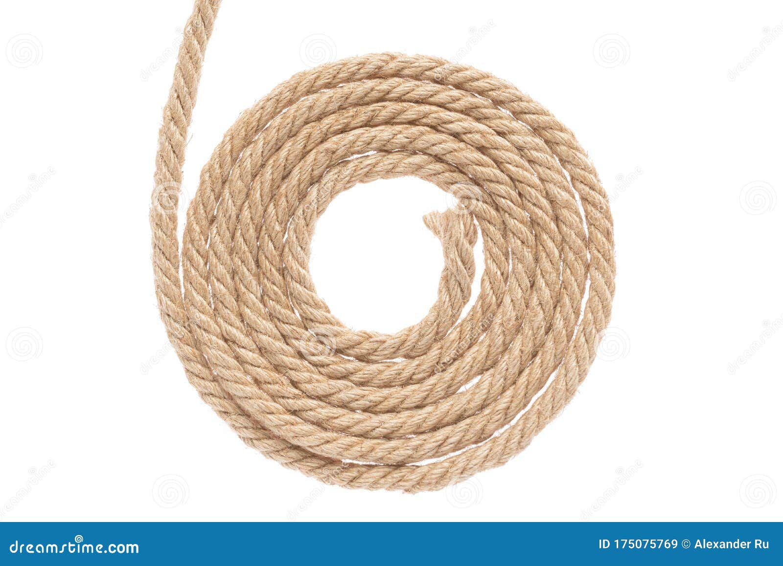Twisted Jute Rope. Isolated on a White Background Stock Image
