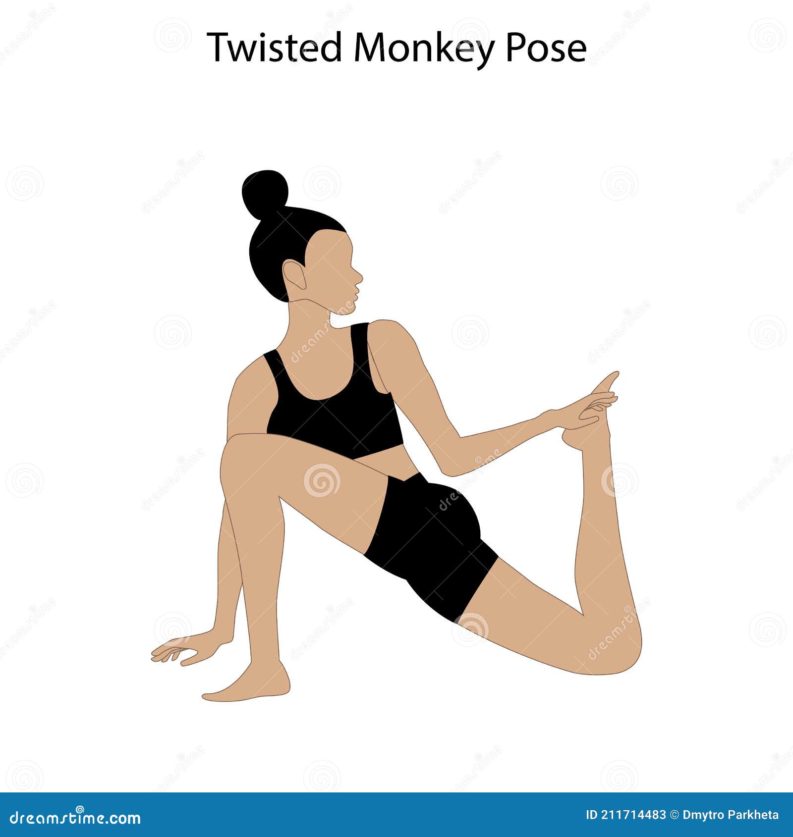 Monkey Pose Sequence Yoga Asanas Set Stock Vector - Illustration of  training, instructor: 157544220