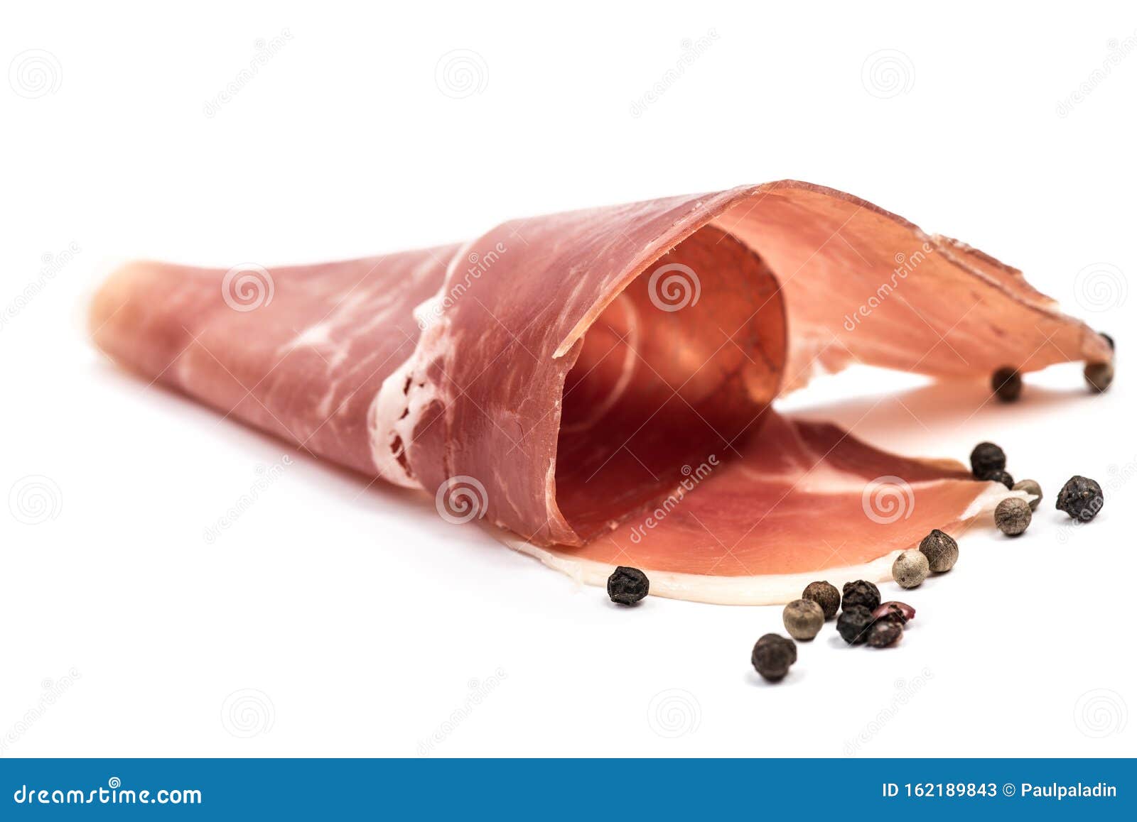 Twisted Thin Sliced Pork Jamon Slice Isolated Stock Image Image of