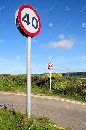 Two 40 Miles An Hour Signs Stock Image Image Of Lane British 2490483