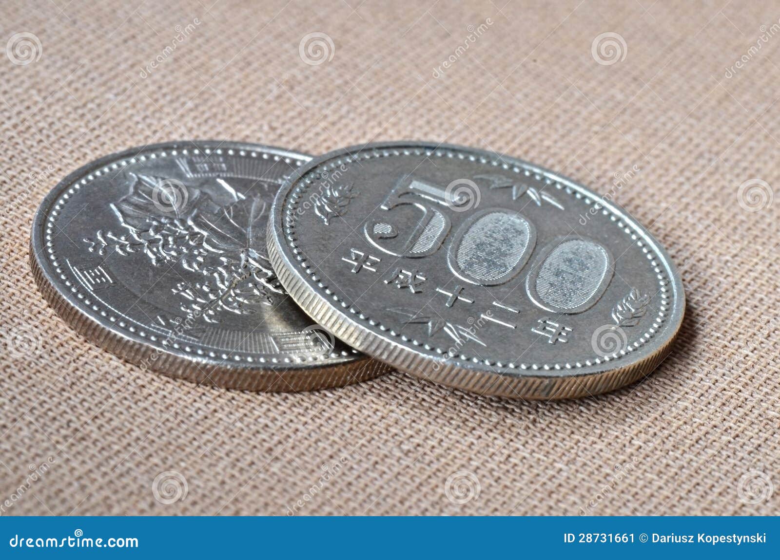 Two 500 Yen japanese coins stock image. Image of coin - 28731661