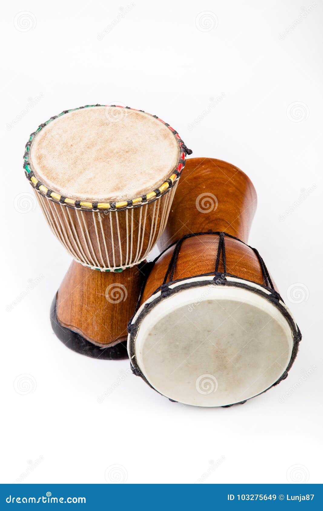 Two African Djembe drums stock image. Image of leather 103275649