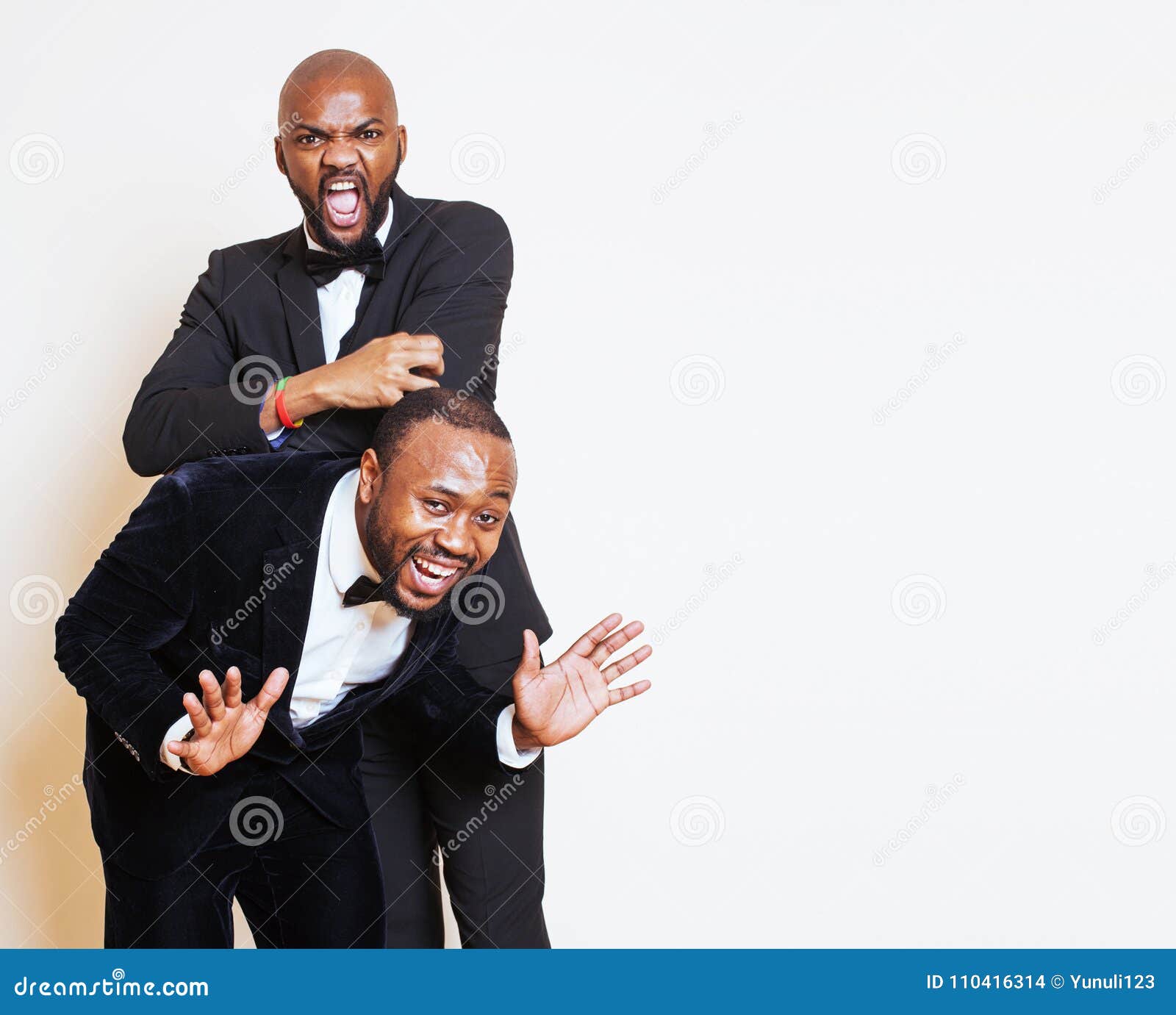 Two Afro-american Businessmen in Black Suits Emotional Posing, G Stock ...