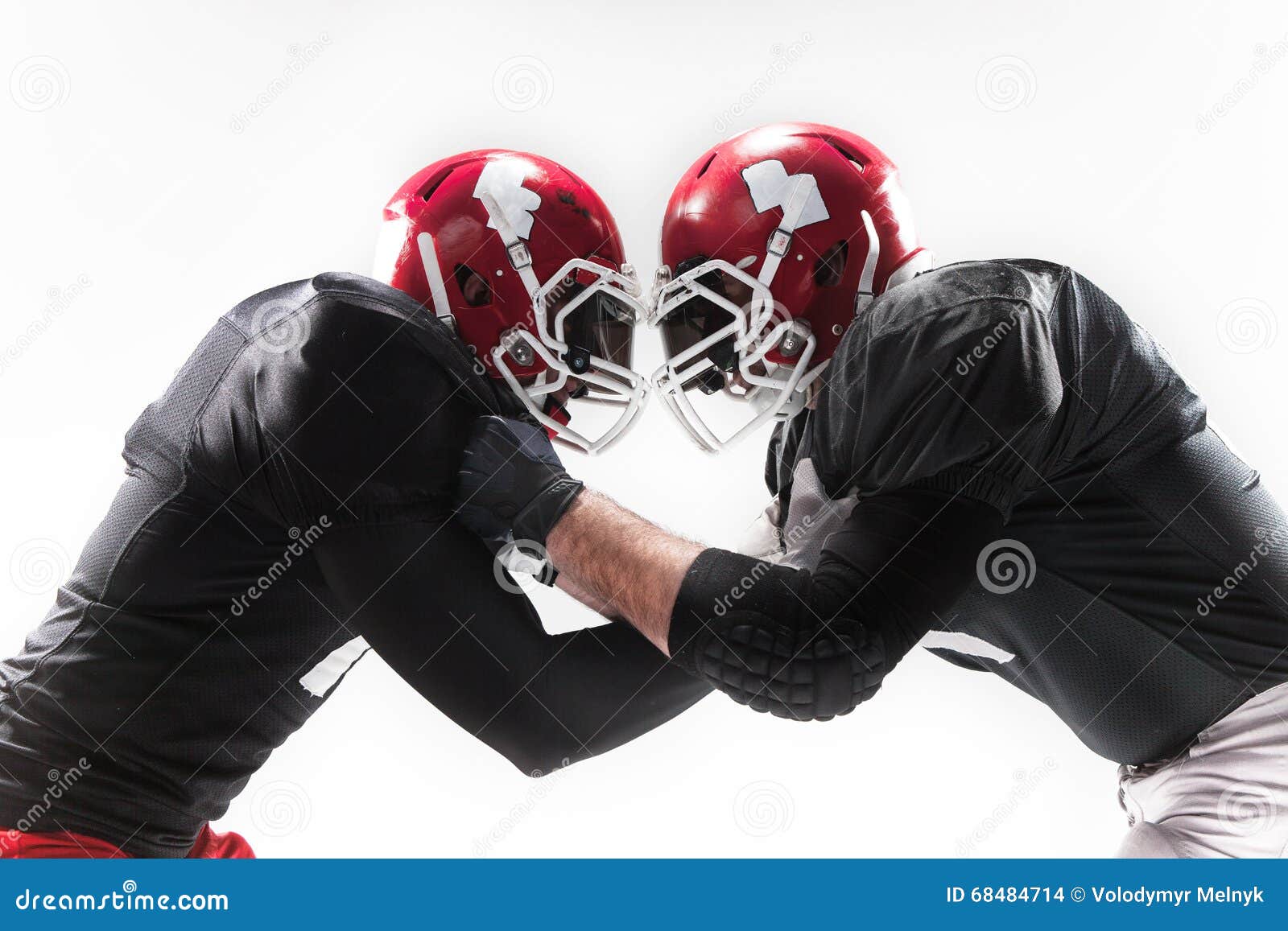 The Two American Football Players Fighting on White Background Stock ...