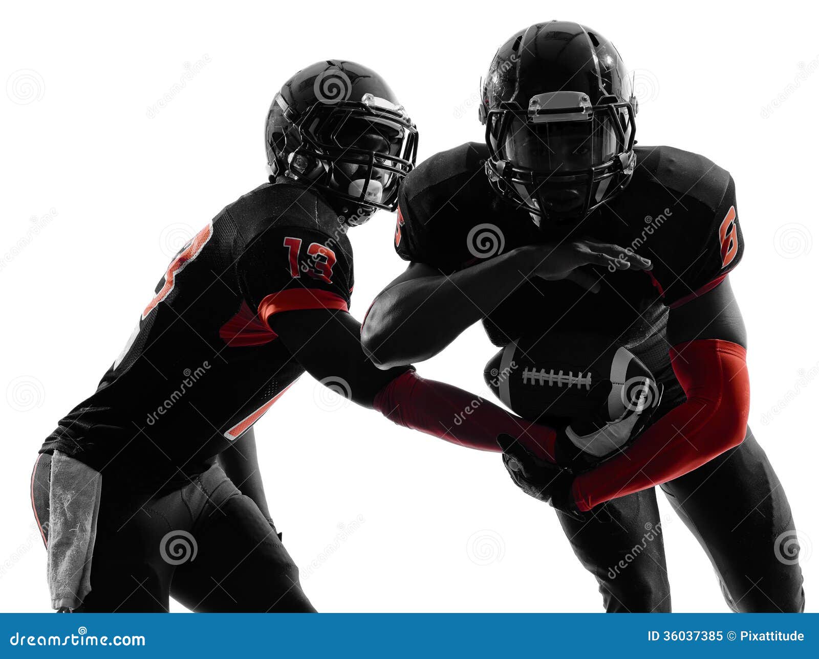 Two American Football Players Passing Play Action Silhouette Stock ...