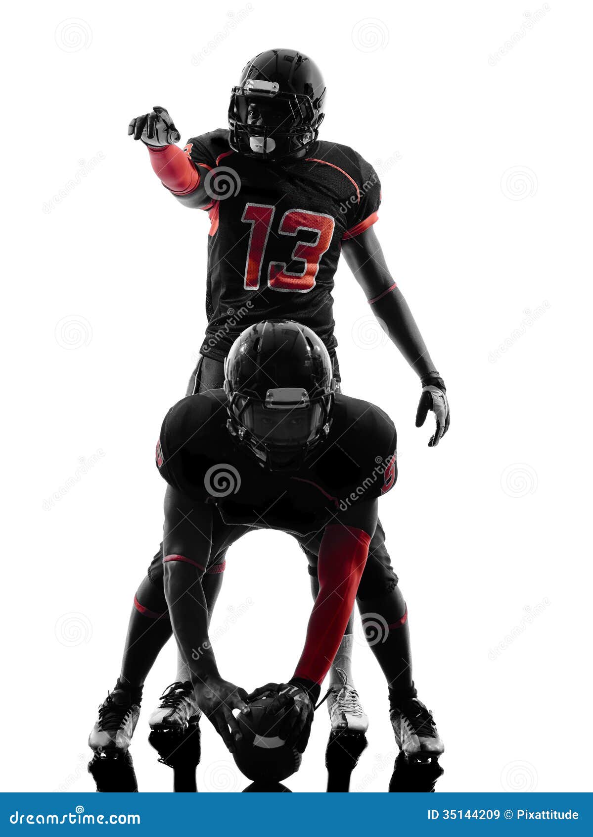 Two American Football Players on Scrimmage Silhouette Stock Image ...