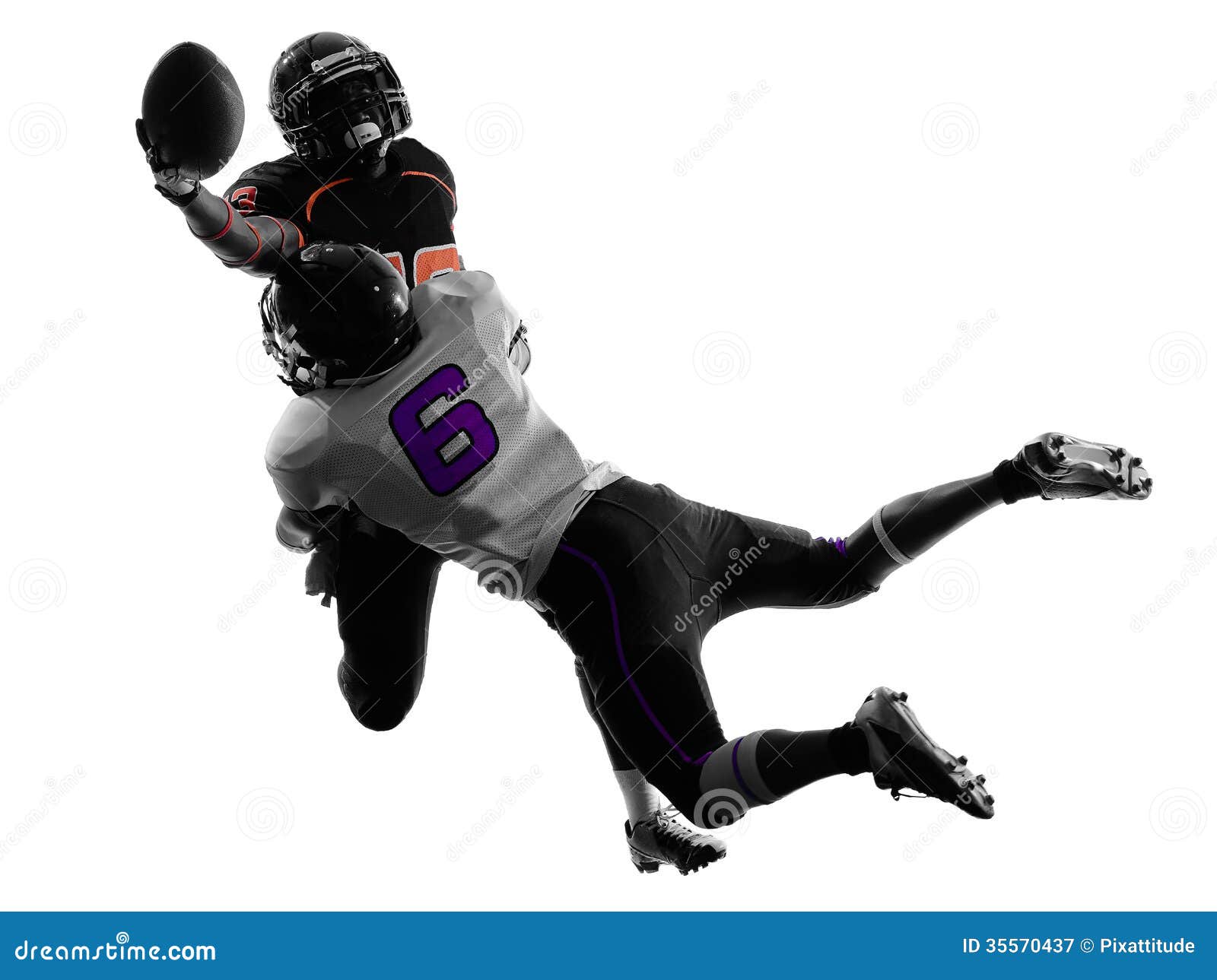 Two American Football Players Tackle Silhouette Stock Image - Image of  indoors, competitive: 35570437