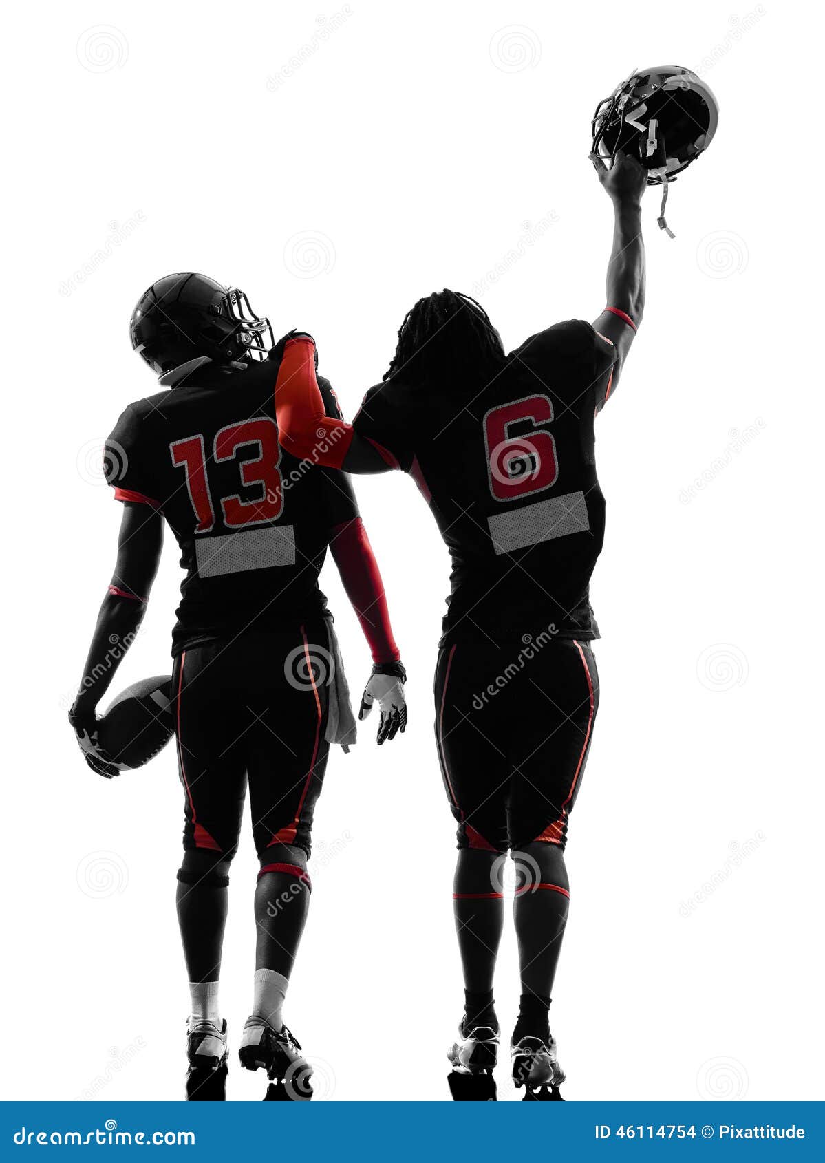 Two American Football Players Walking Rear View Silhouette Stock Photo ...