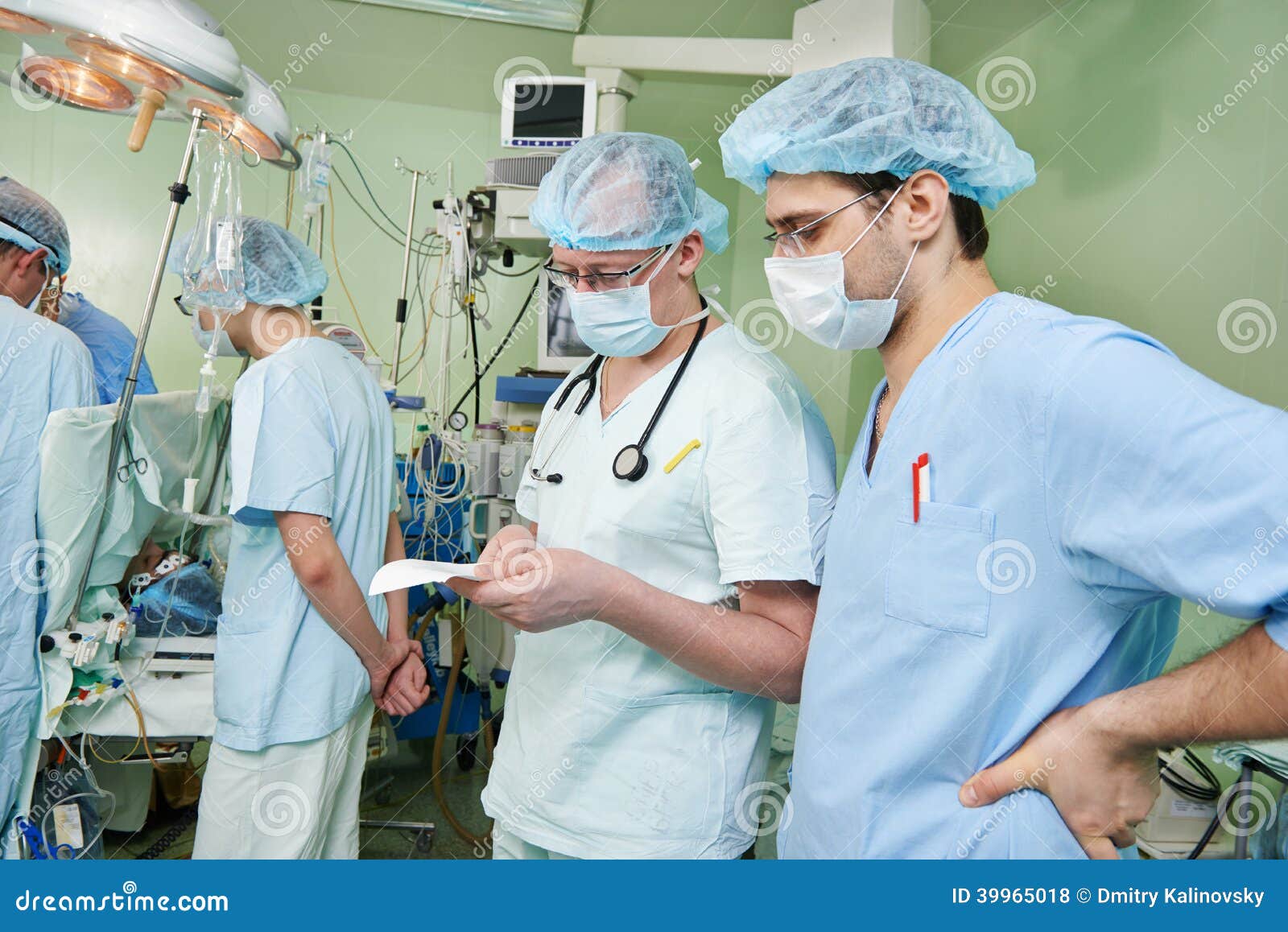 two anaesthesiologist doctors at cardiac operation