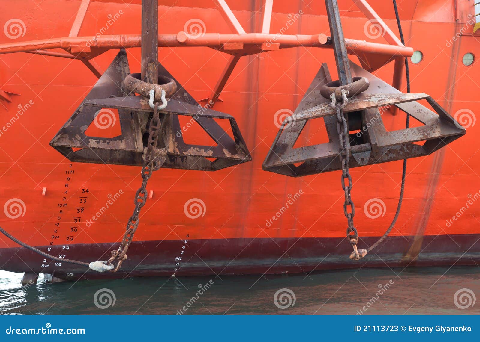 Two Anchors stock image. Image of chain, painted, offshore 21113723