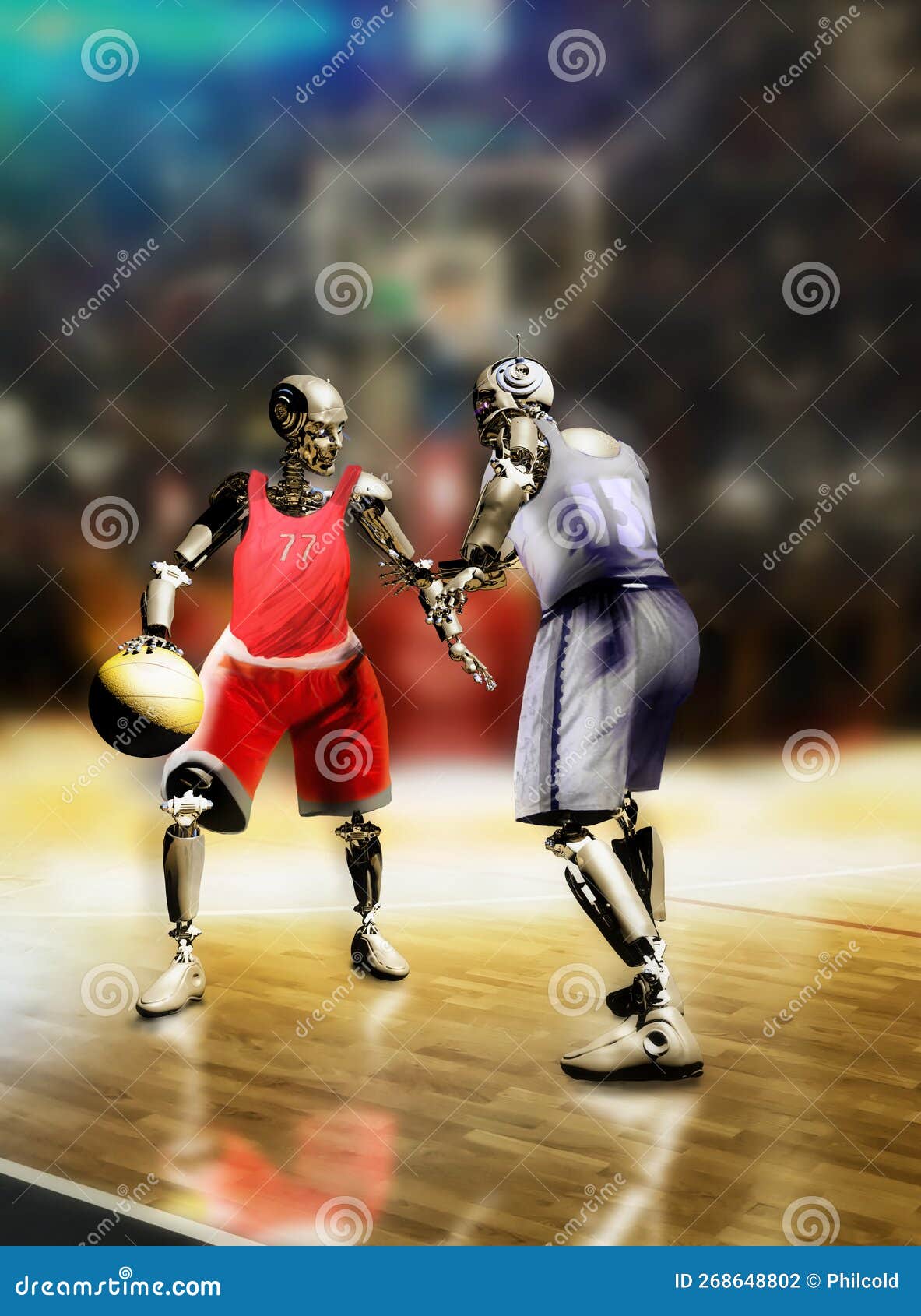 androids playing basketball