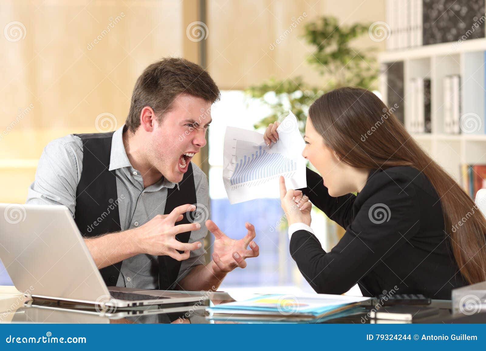 two angry businesspeople arguing furious