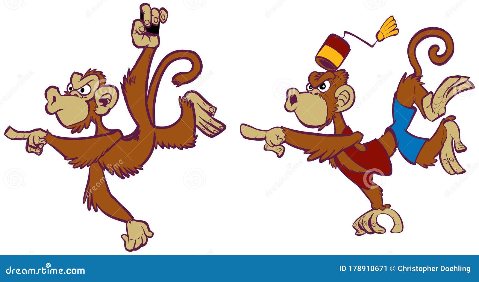 Two Angry Cartoon Monkeys Pointing Mascot Set Stock Vector - Illustration  of animal, hair: 178910671