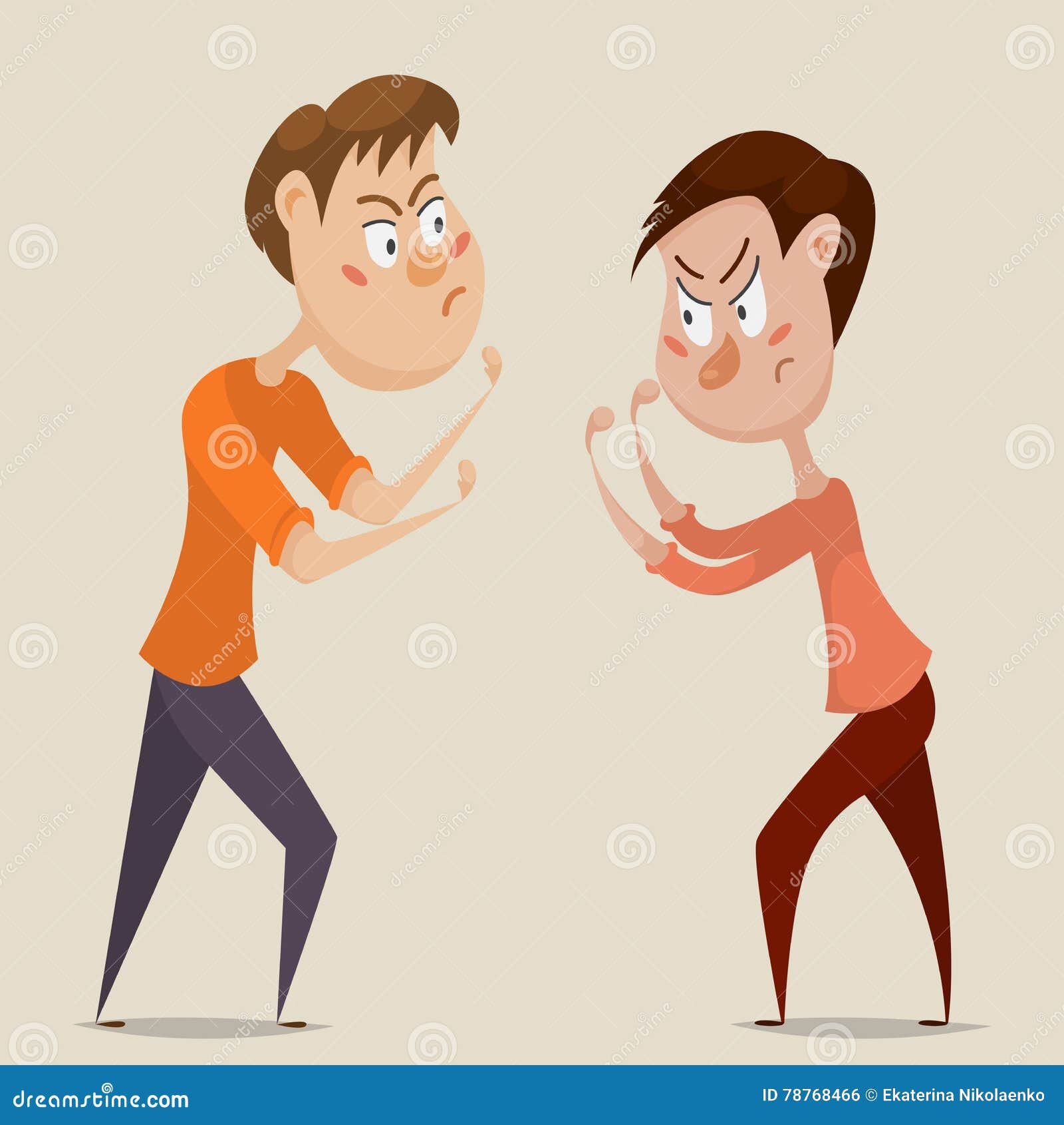 two angry men quarrel and fight. emotional concept of aggression and conflict.