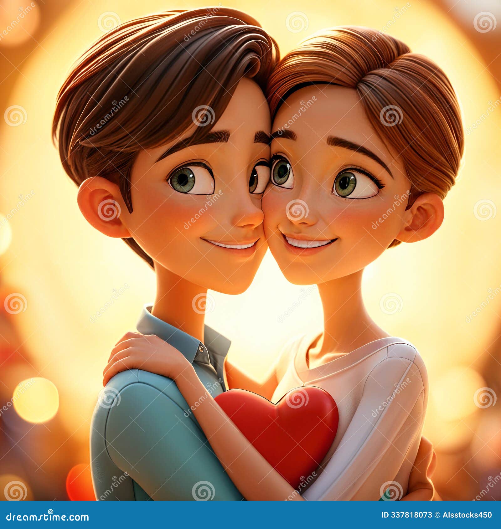 two animated characters hugging