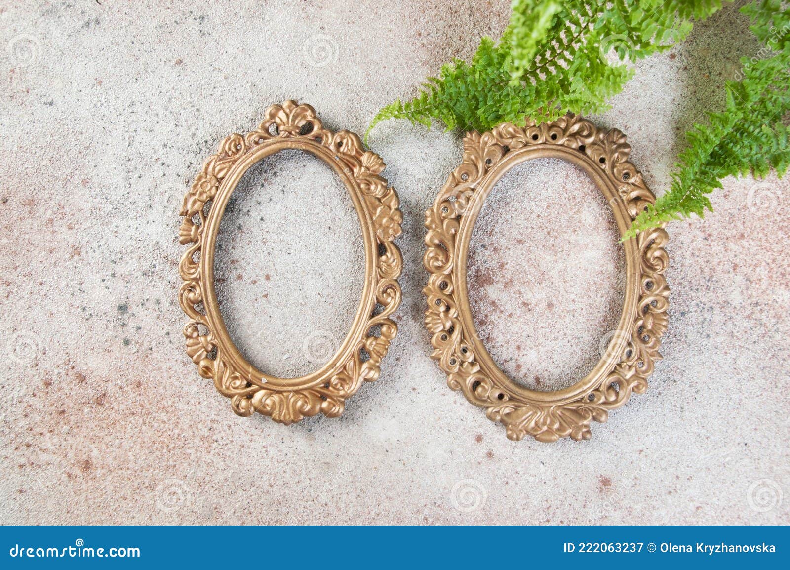 Two Antique Brass Picture Frames Stock Image Image of copy, decor