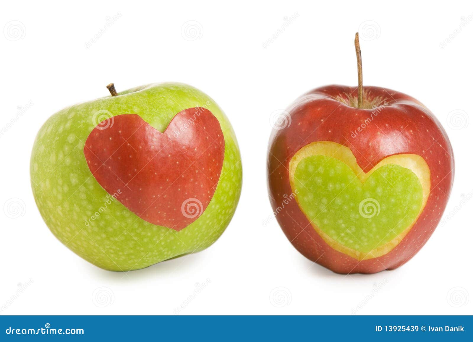 Two apples with heart stock image. Image of closeup, object 13925439