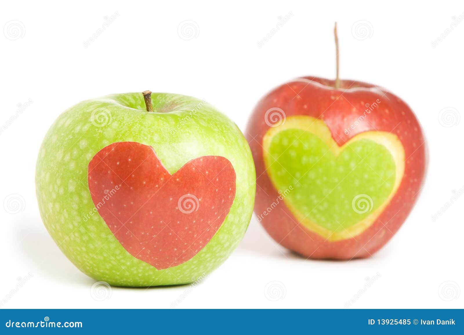 Two apples with heart stock image. Image of apple, background 13925485