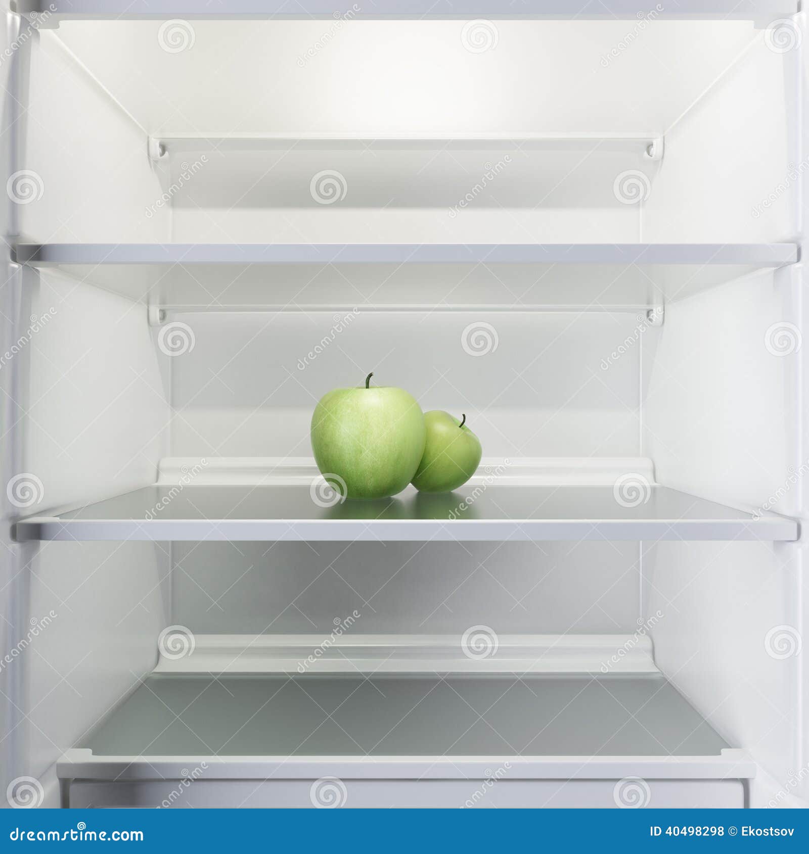 Two Apples In Open Empty Refrigerator Stock Illustration - Illustration