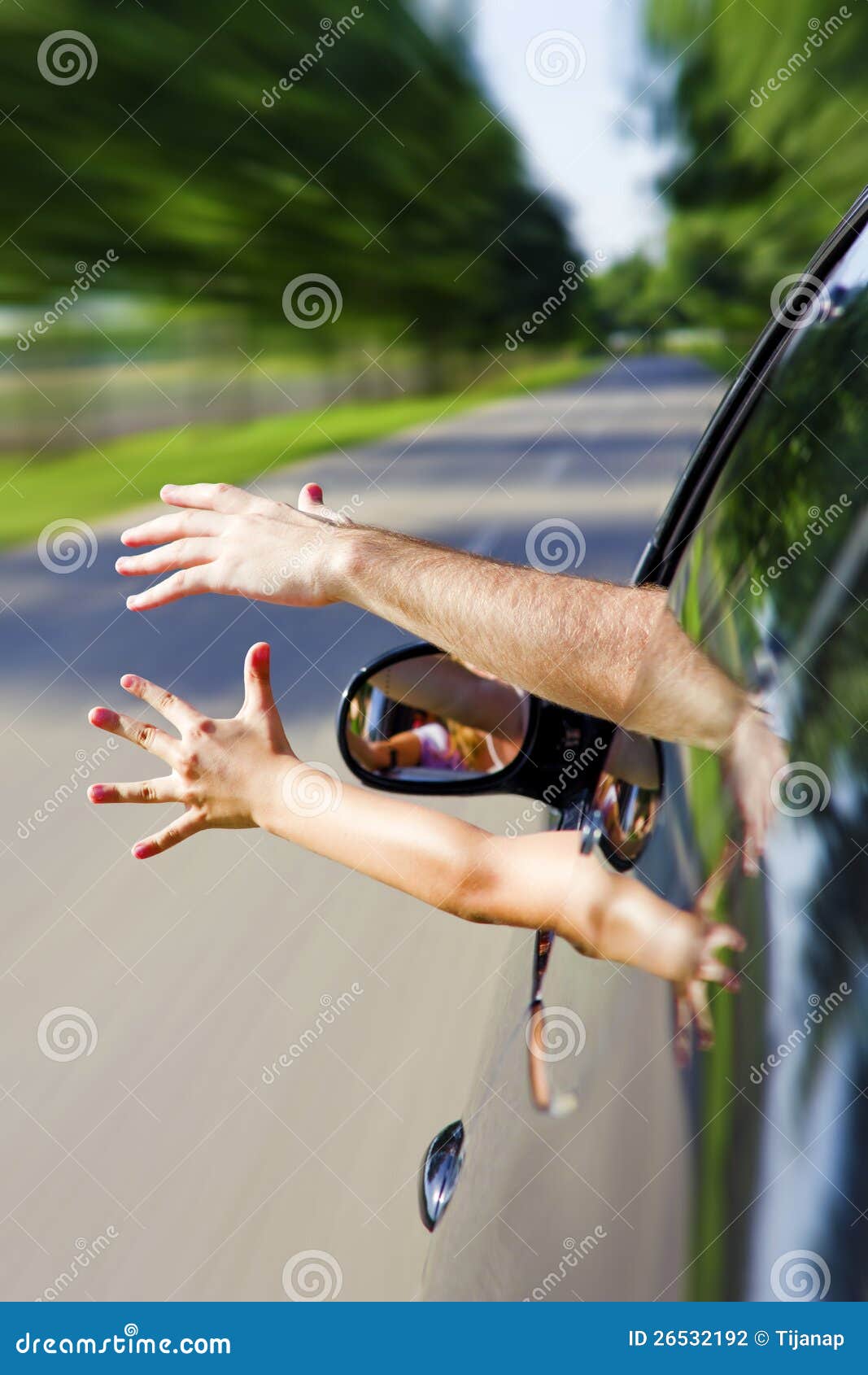 Two Arms Sticking Out of the Car Stock Photo Image of gesture, nature