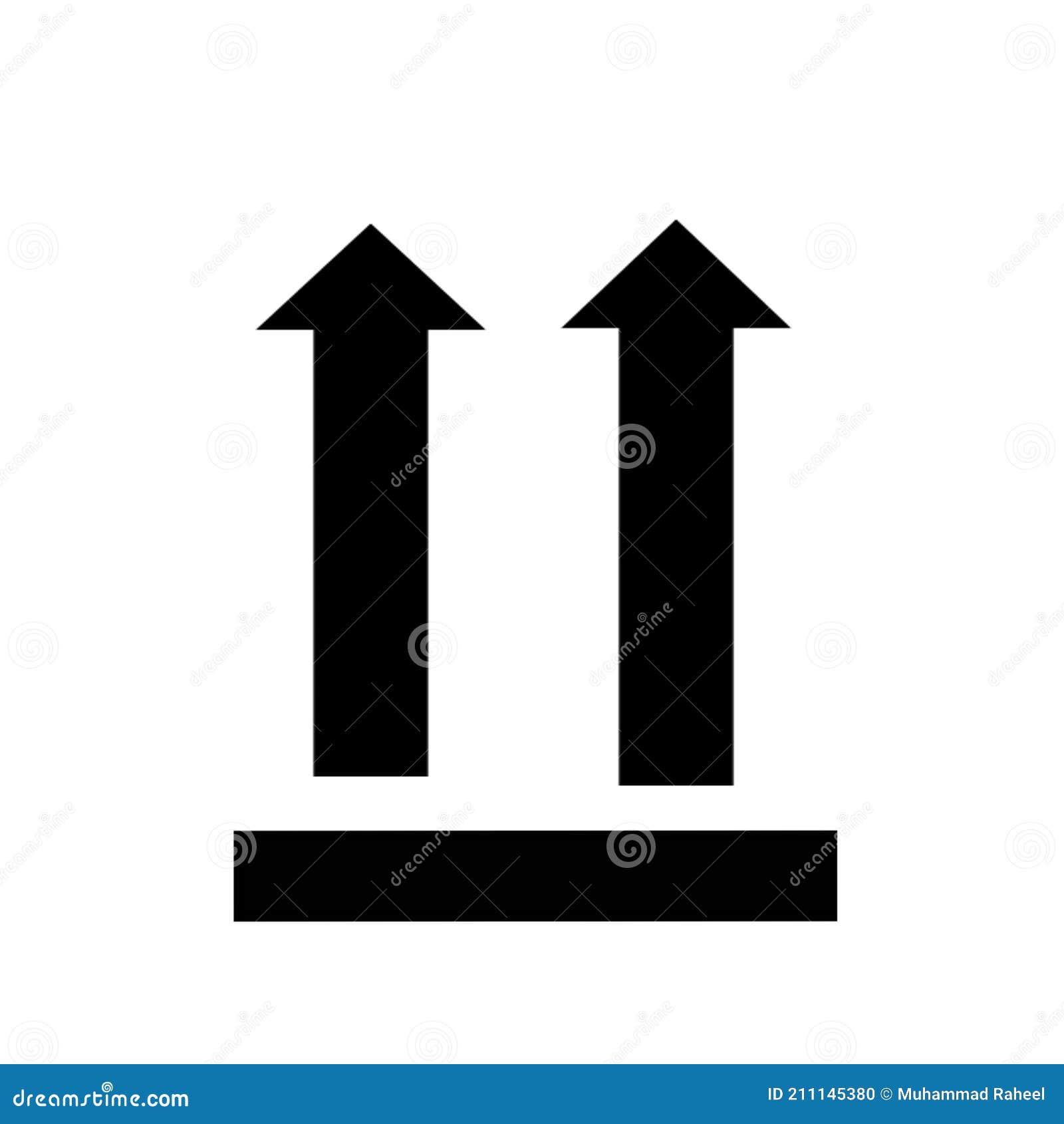 two arrows side up ,indicating top side of packaging