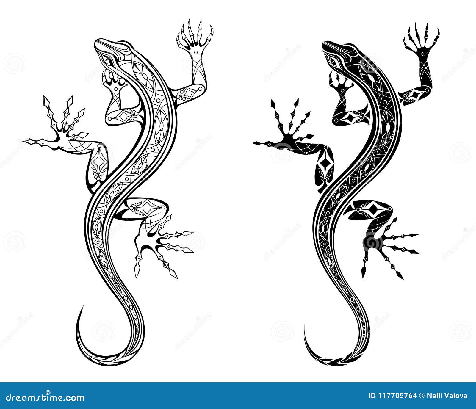 two lizards on white background tattoo