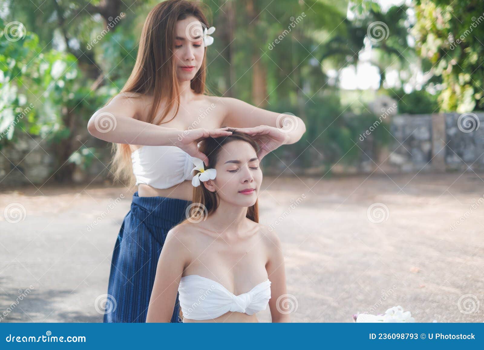 Two Asia Women Doing Spa Massage Together In Outdoor Stock Image Image Of Massage Resting