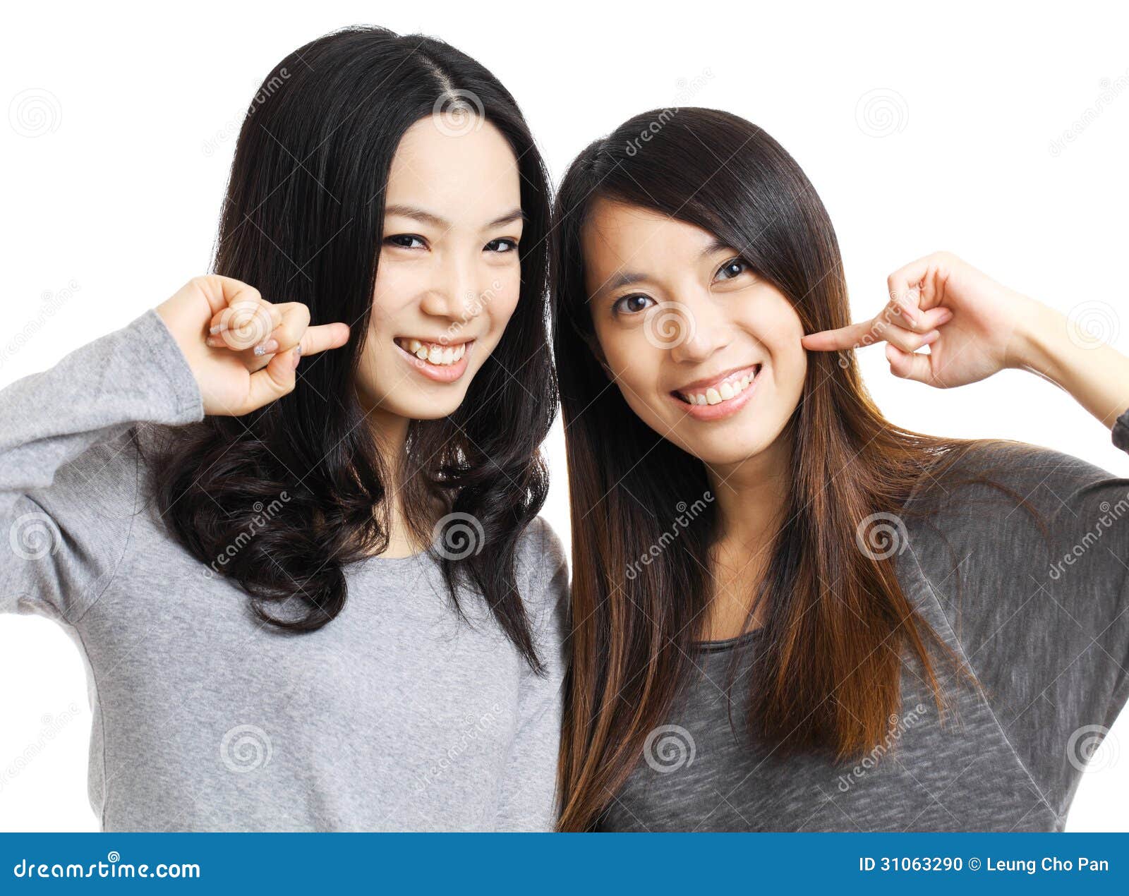 two asian woman friend smile