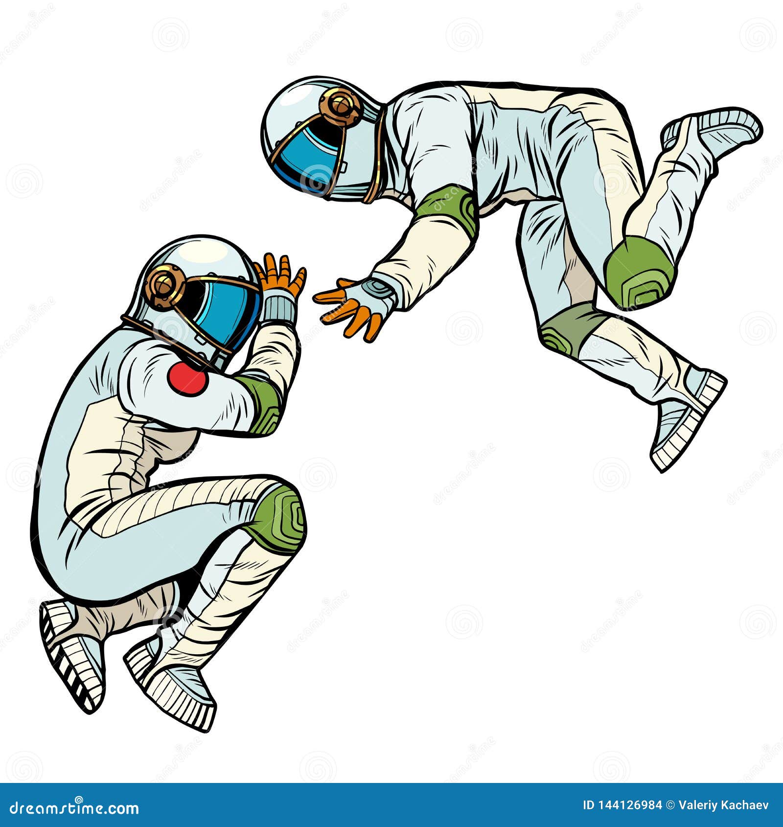 Two Astronauts in Zero Gravity Stock Vector Illustration of discovery