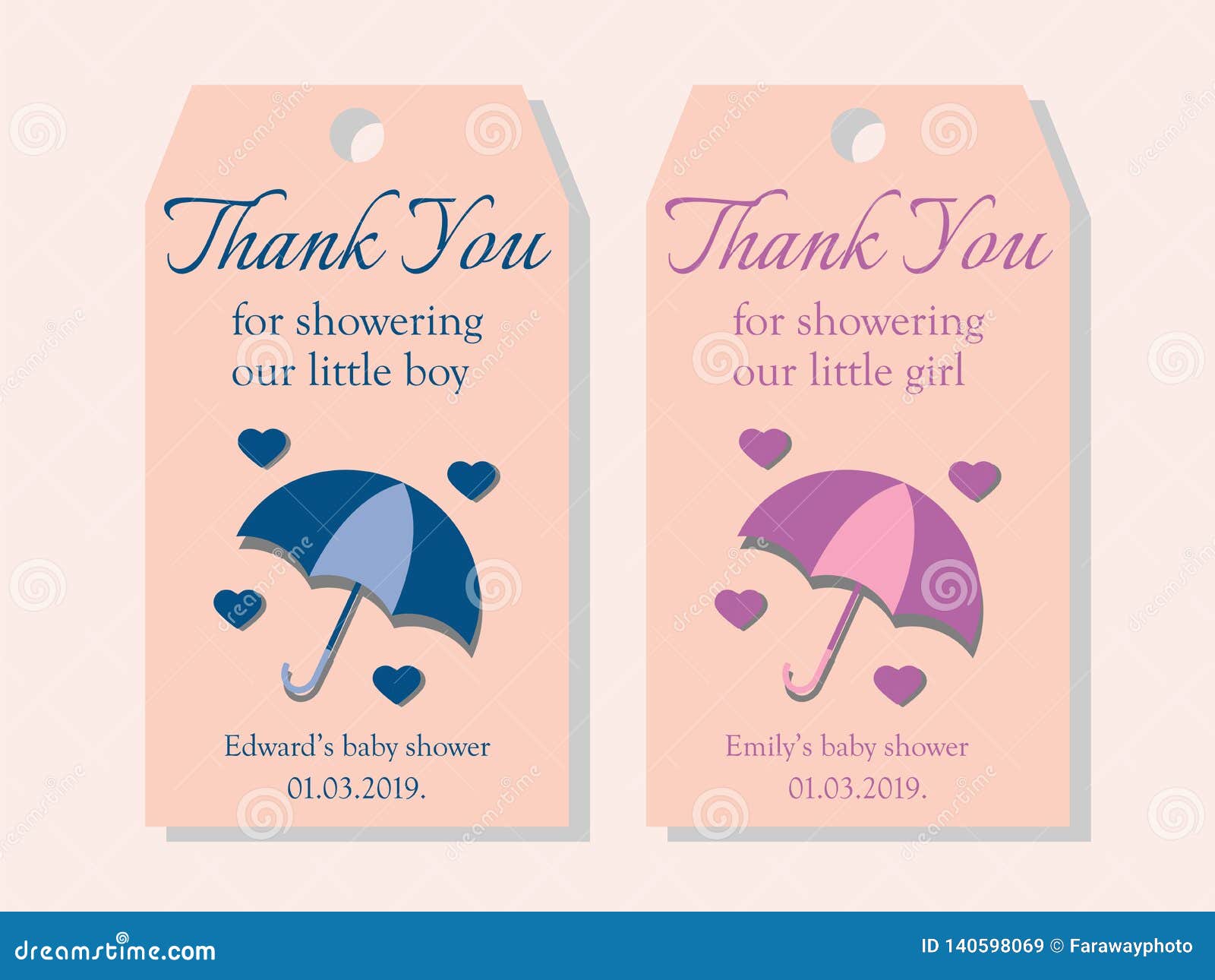 Two Baby Shower Tags For A Boy And For A Girl Stock Vector Illustration Of Print Newborn 140598069