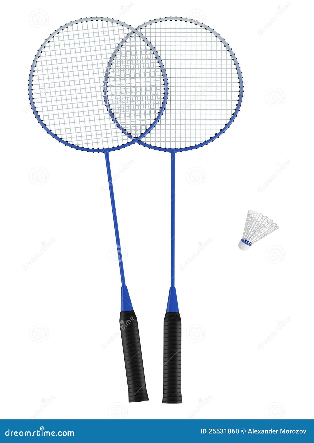 Two Badminton Racquets with Shuttlecock Stock Illustration