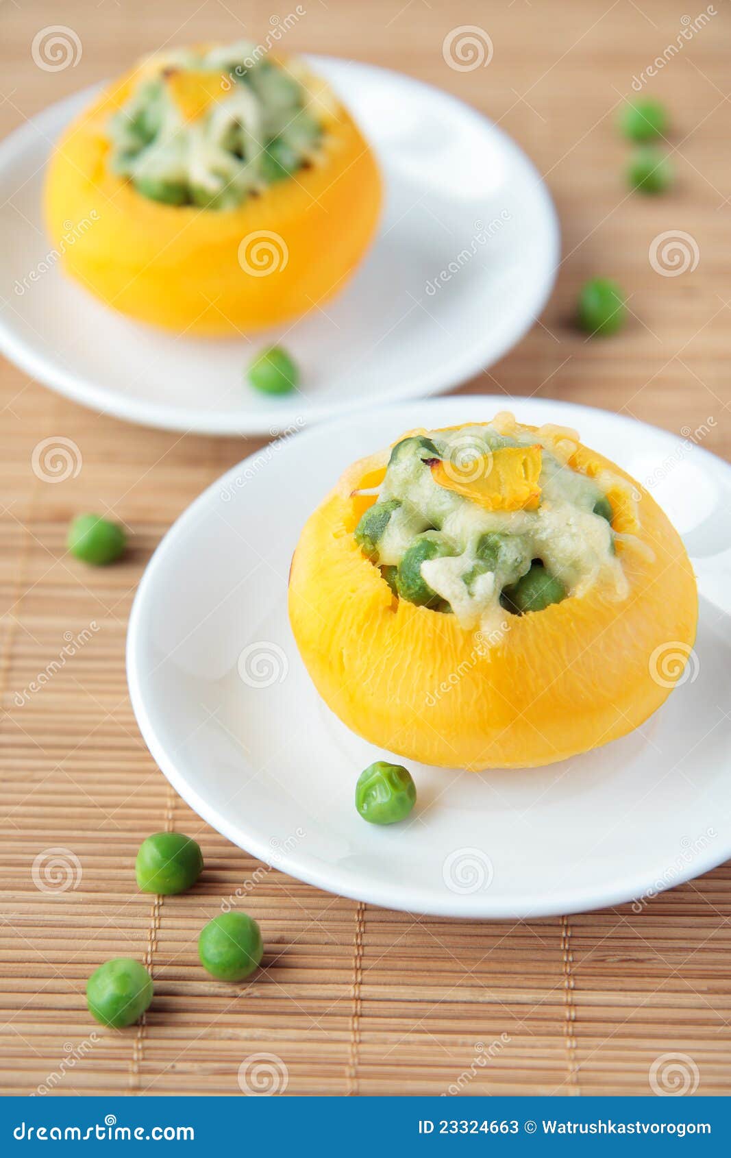 Two Baked Turnip Stuffed with Green Peas Stock Image Image of yellow, peas 23324663