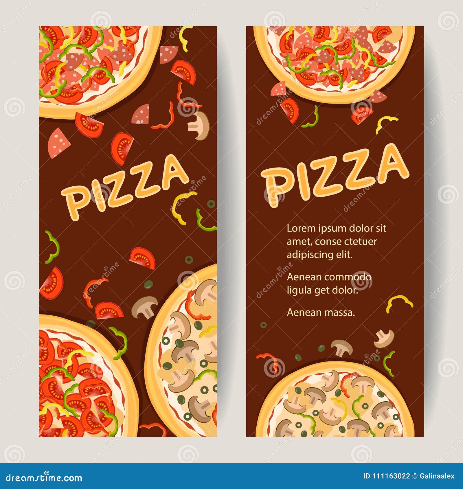 Two Banners With Advertising Of Italian Pizza Stock Vector Illustration Of Pepper Cuisine