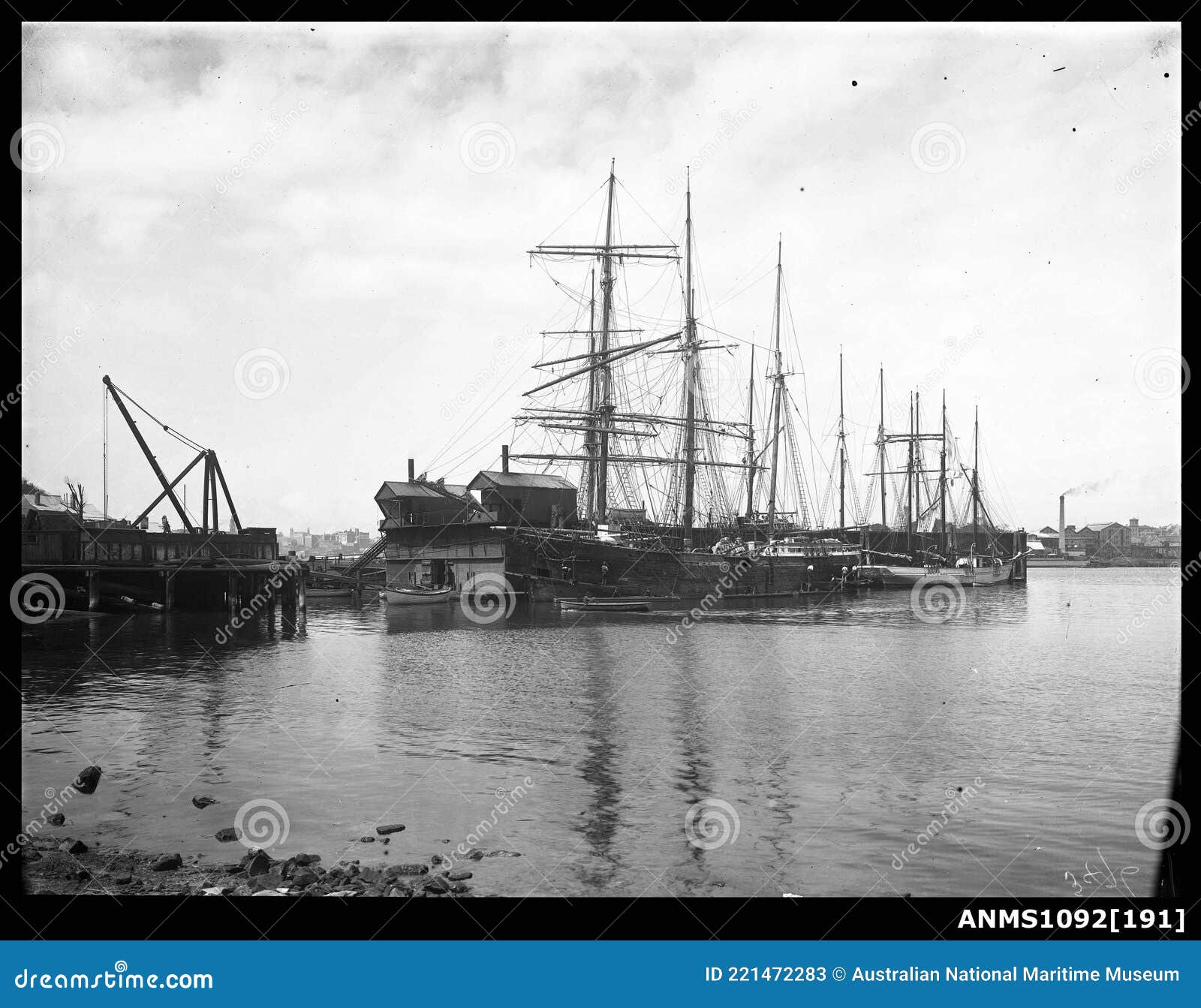 Two Barques And Three Schooners Moored Near Jubilee Floating Dry Dock ...