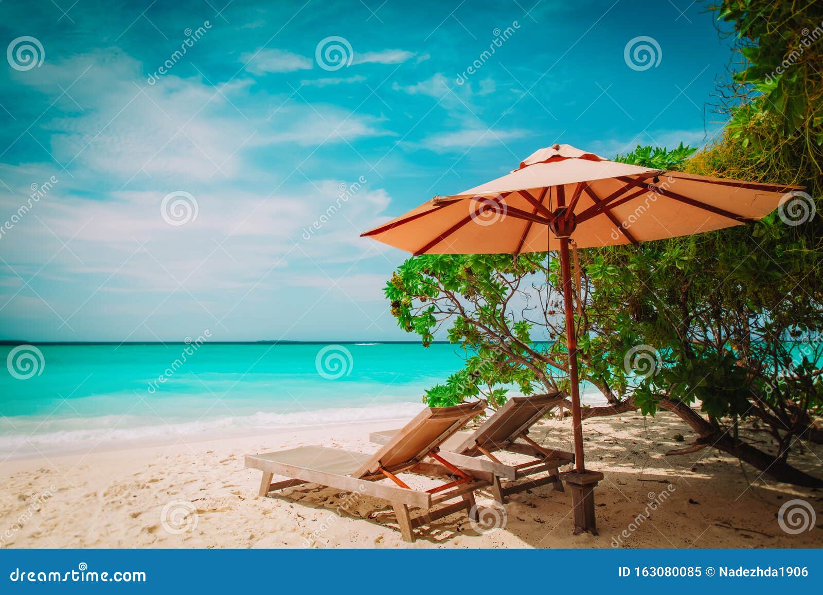 Two Beach Chairs on Tropical Sea Vacation Stock Image Image of resort