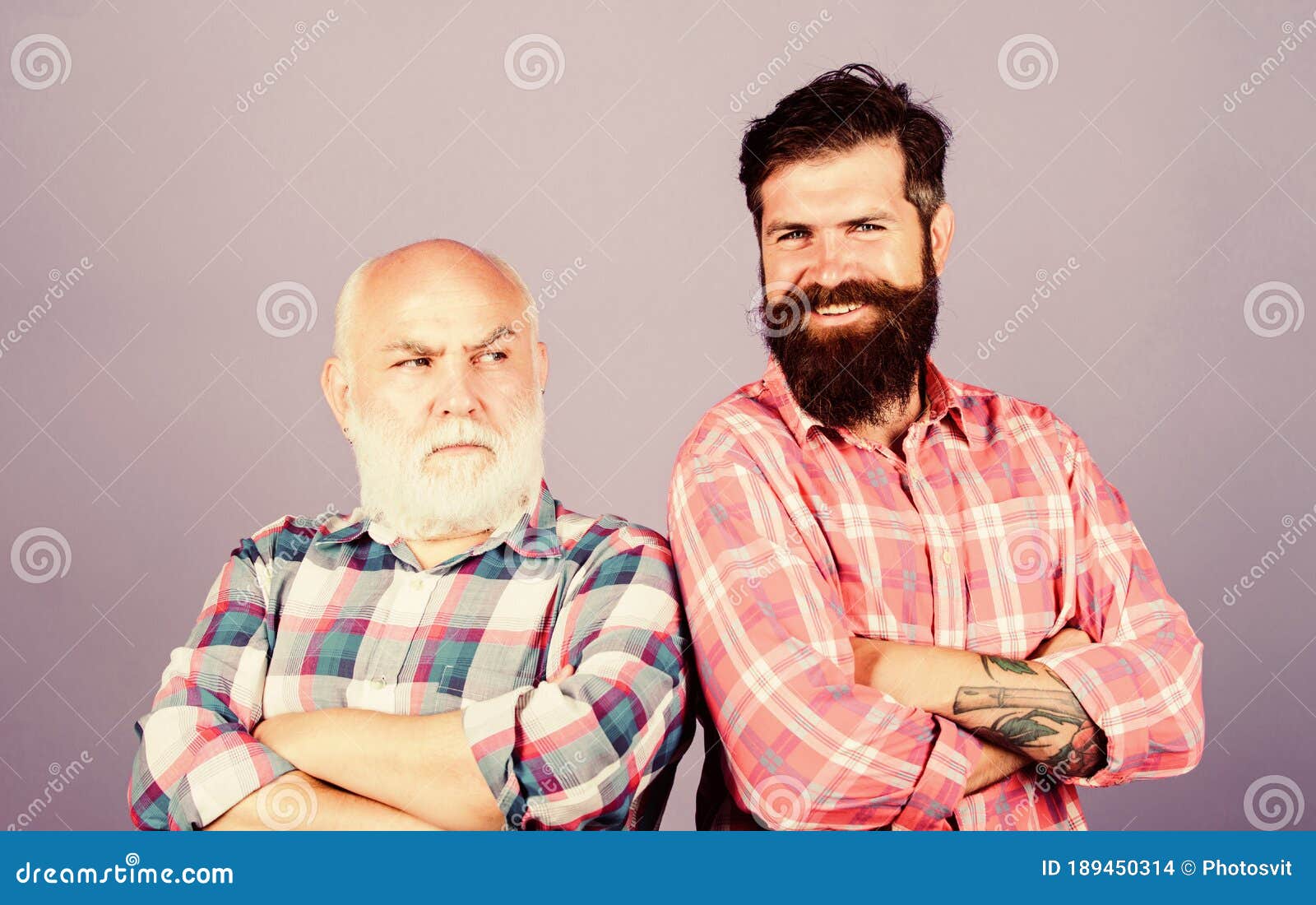 Two Bearded Men Senior and Mature. Father and Son Family. Generational ...