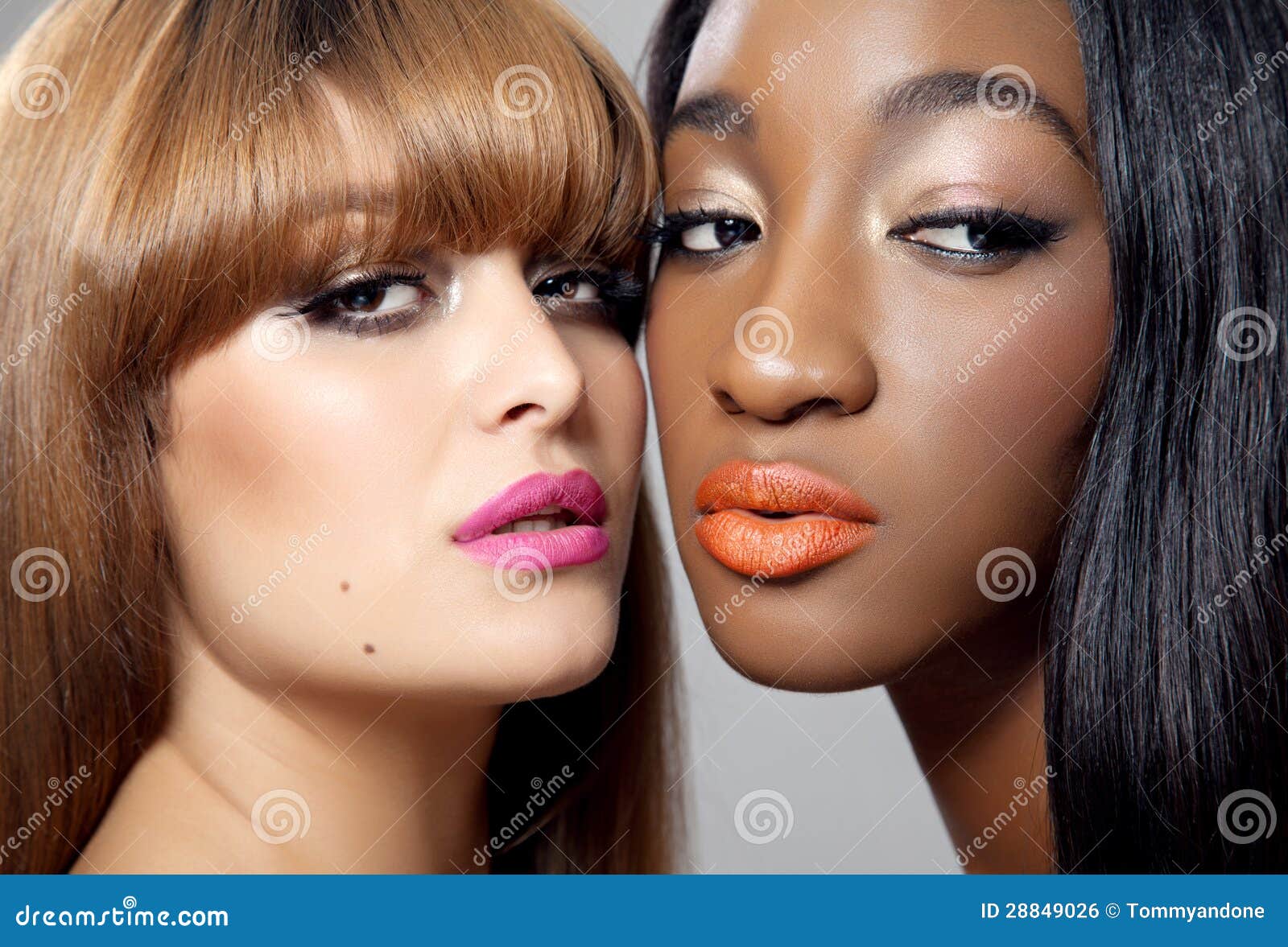 Two Beauties with Perfect Skin Stock Photo - Image of portrait, face