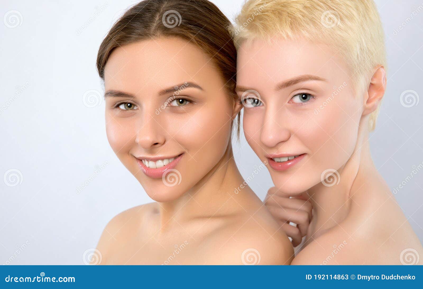 Two Beautiful Blonde Women, One with Blue Eyes and Short Hair, and the  Other with Light Brown Hair and Green Eyes. Aesthetic Stock Image - Image  of beautiful, girl: 192114863