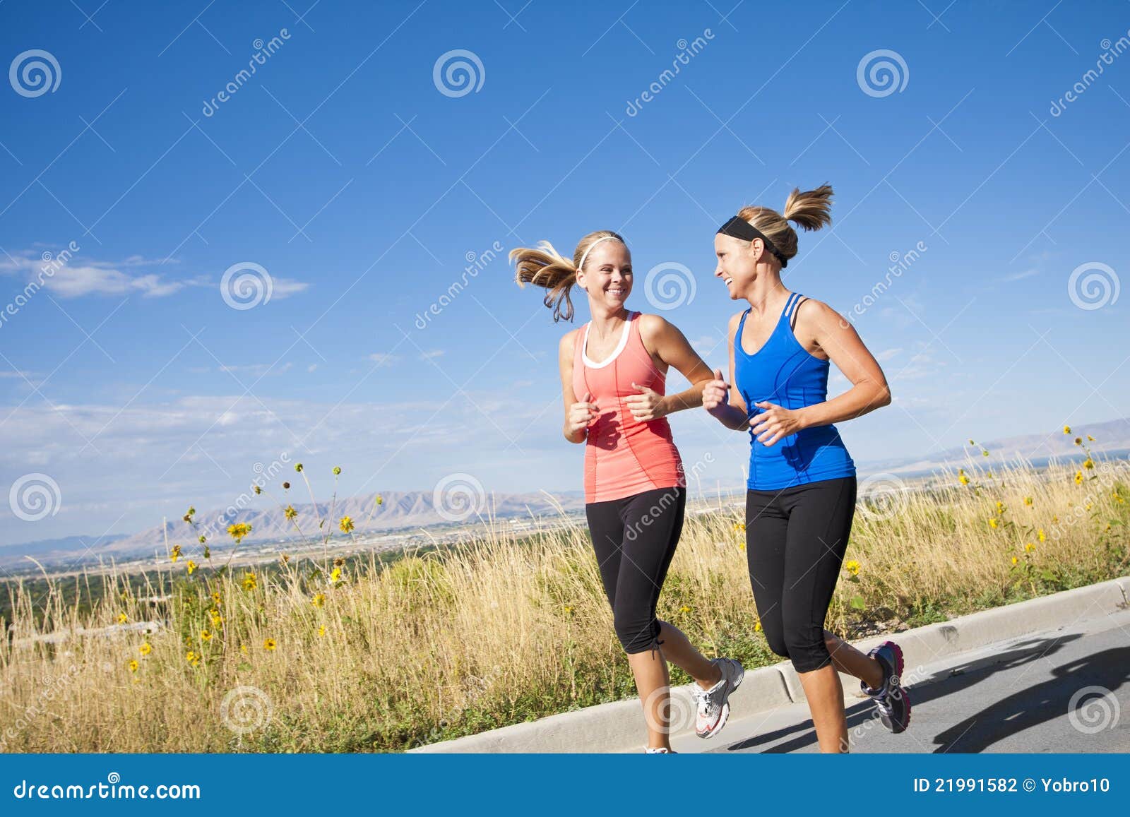 Two Beautiful Female Joggers Stock Photo Image of race, path 21991582