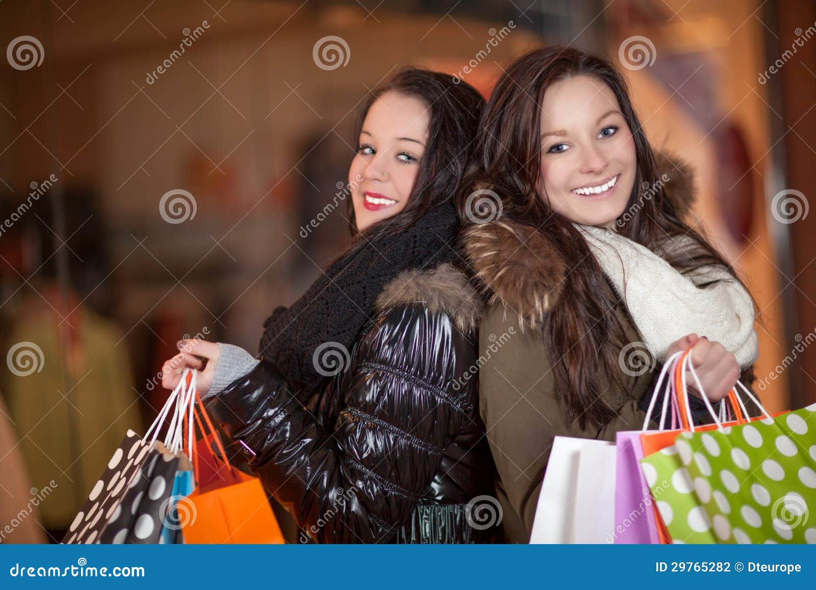 Two Beautiful Happy Shoppers Stock Photo - Image of sales, commerce ...