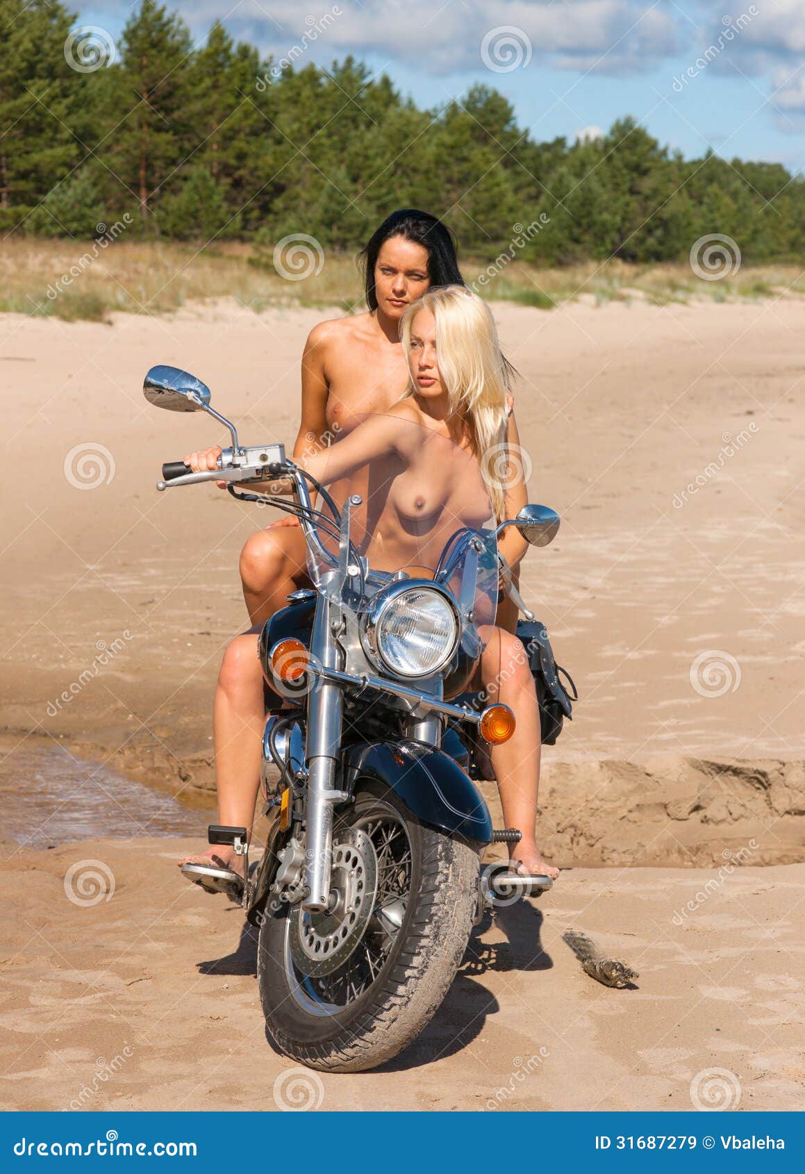 Naked chick motorcycle