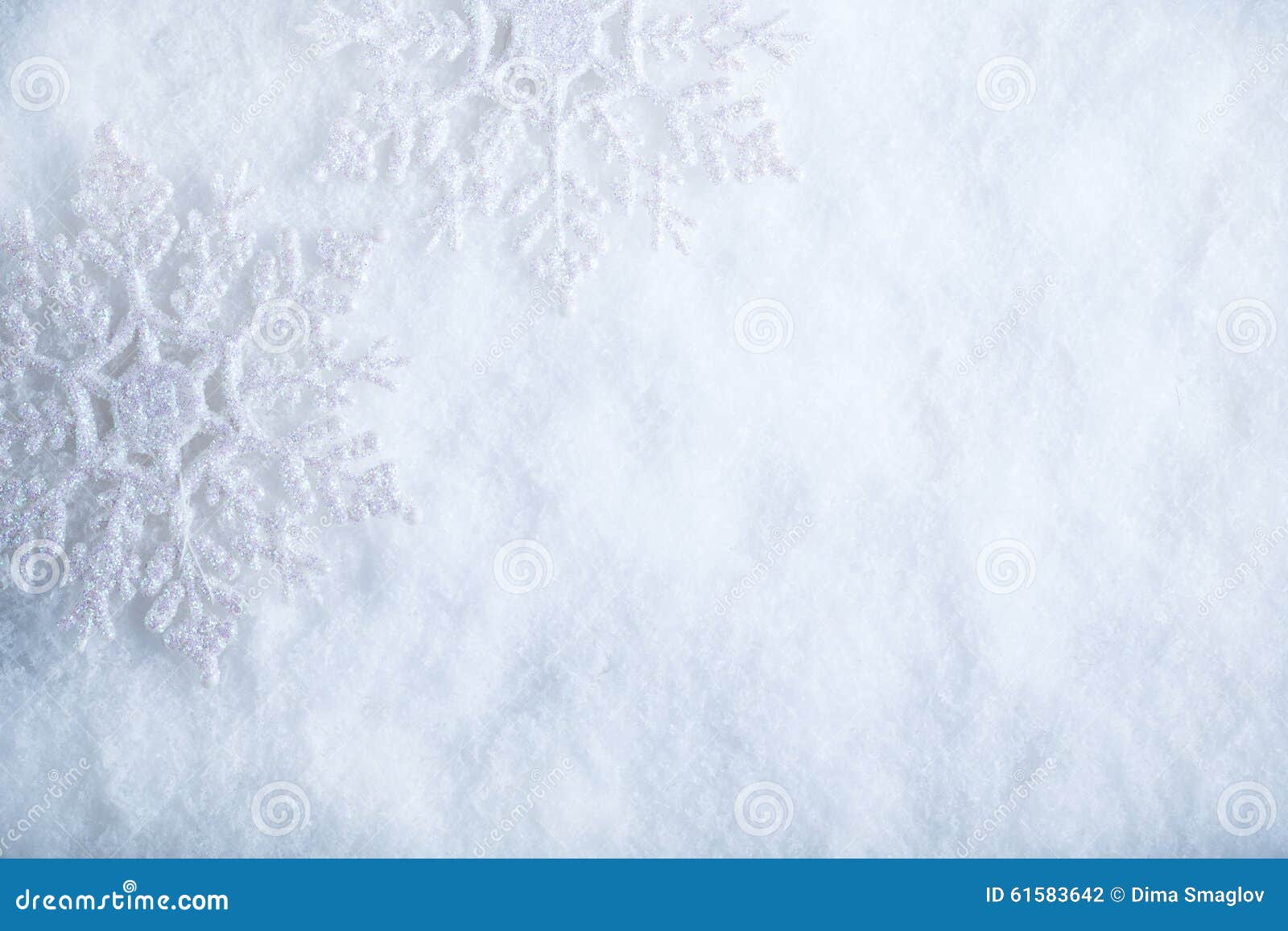 two beautiful sparkling vintage snowflakes on a white frost snow background. winter and christmas concept