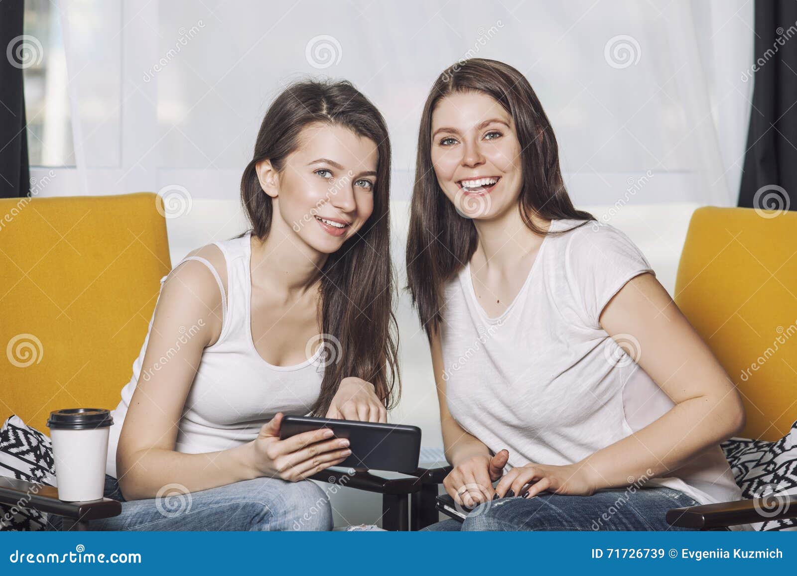 Two Beautiful Women Friends Talking Happy Smiles among Stock Image ...