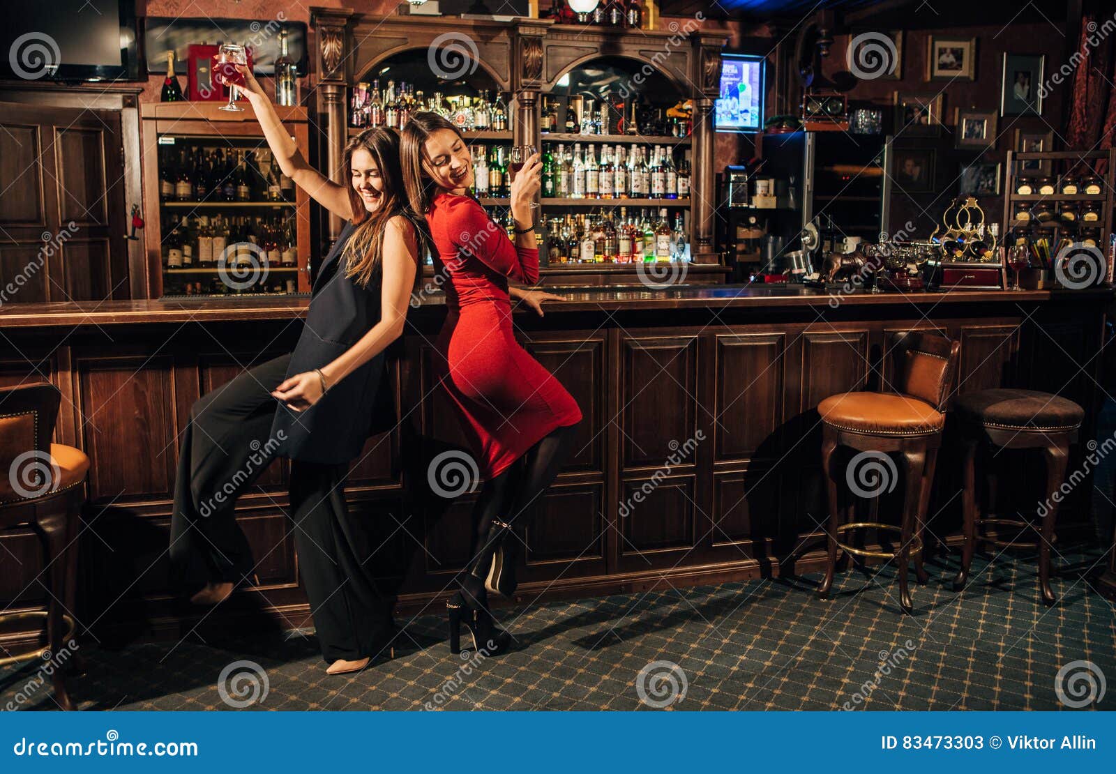 Two Beautiful Women Having Fun At The Bar Stock Image Image Of Cocoa Glass 83473303