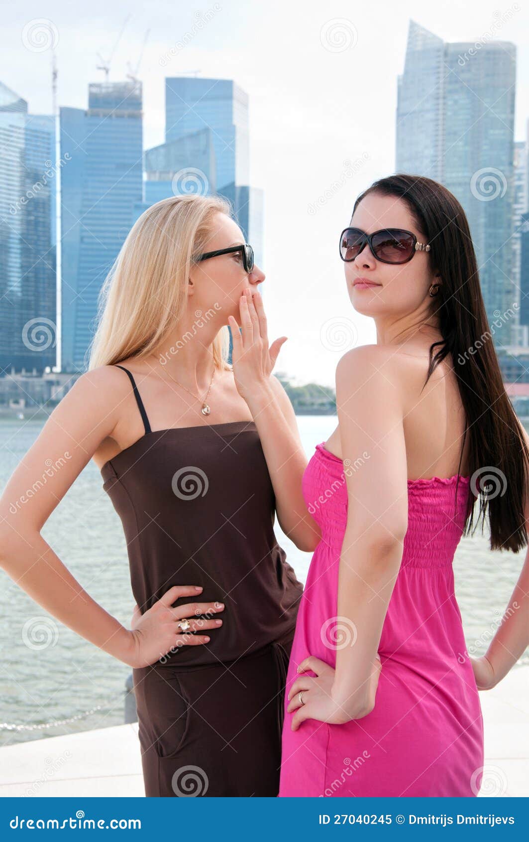 Two Beautiful Women in Singapore Stock Image - Image of blonde, center